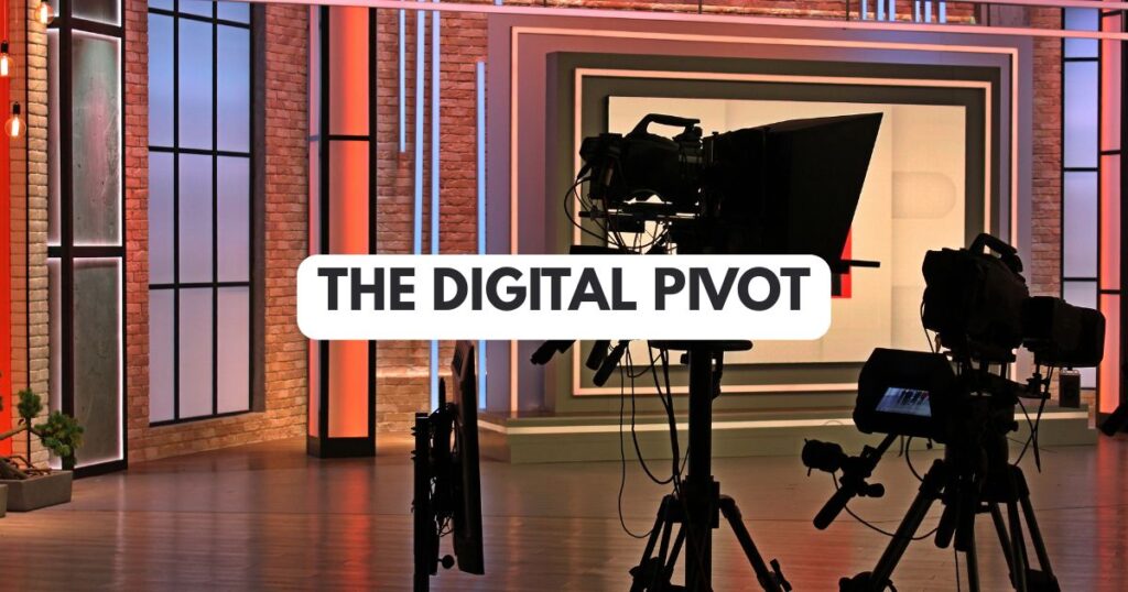 A modern smartphone displaying a breaking news alert alongside a traditional television camera, symbolizing the shift in media power.