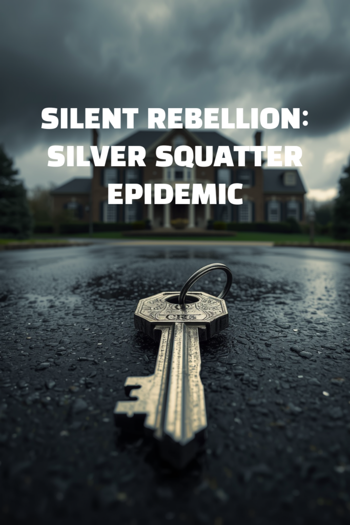 A dramatic professional infographic detail of a broken silver key on an asphalt driveway illustrating the Silver Squatter Epidemic.