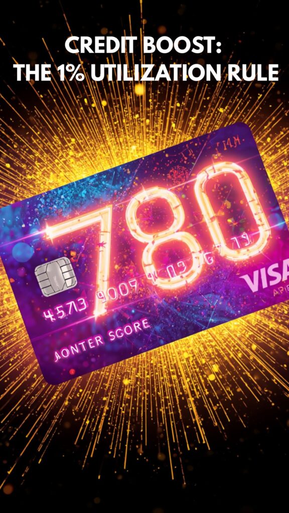 A vibrant neon yellow infographic illustrating the credit card utilization math and the statement closing date strategy.