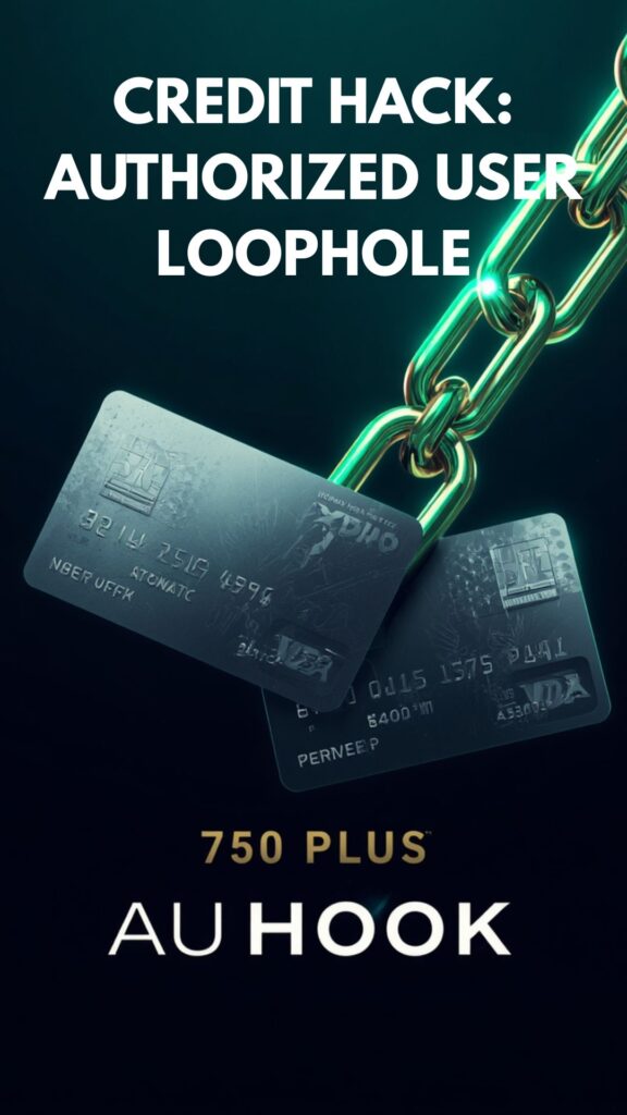 A detailed professional infographic with neon green and gold accents illustrating the authorized user loophole strategy.